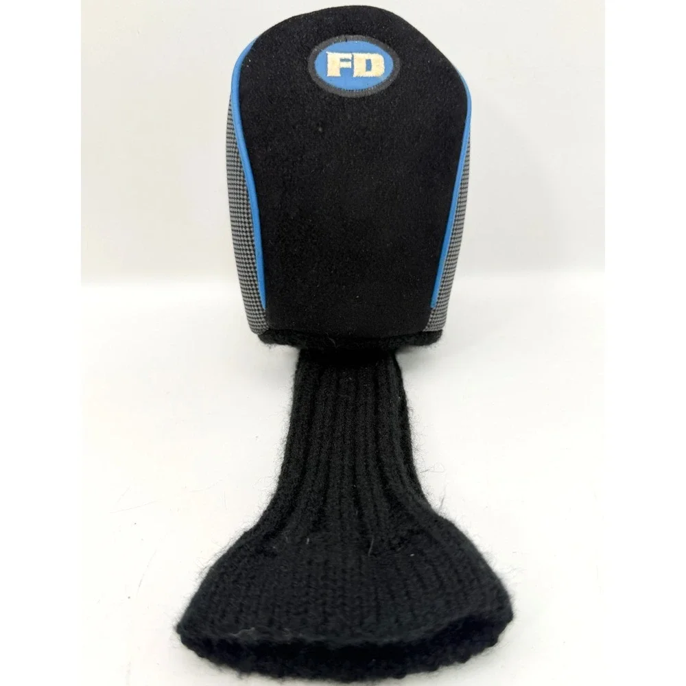 FD Fairway Driver Golf Club Headcover Black Grey Blue Trim Rib Knit Sock